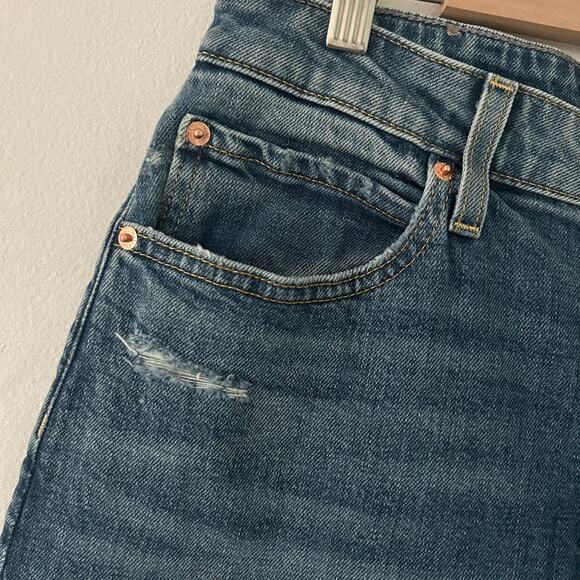 Edwin Women's Nova Forward Seam Wide Leg Raw Hem Denim Jeans Medium Wash 29 New - Picture 3 of 9